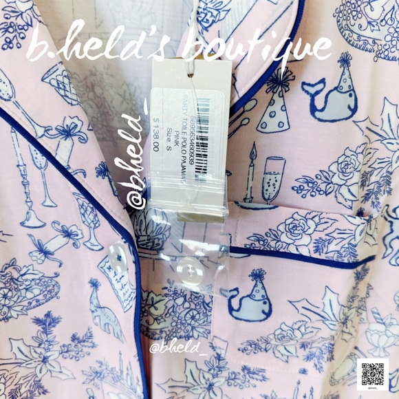 Roller Rabbit Party Toile Polo Pajamas in Pink Size Small (S) Brand New NWT - Picture 7 of 14